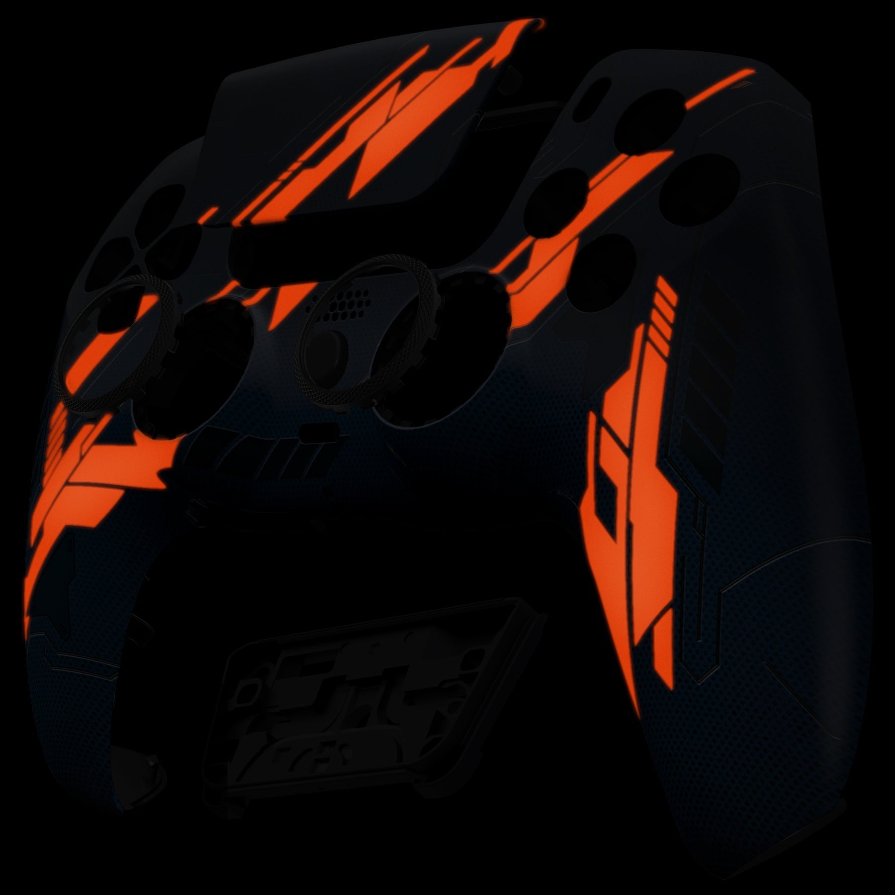 eXtremeRate LUNA Redesigned Replacement Front Shell with Touchpad Compatible with PS5 Controller BDM-010/020/030/040/050 - Glow in Dark Mecha - Orange eXtremeRate