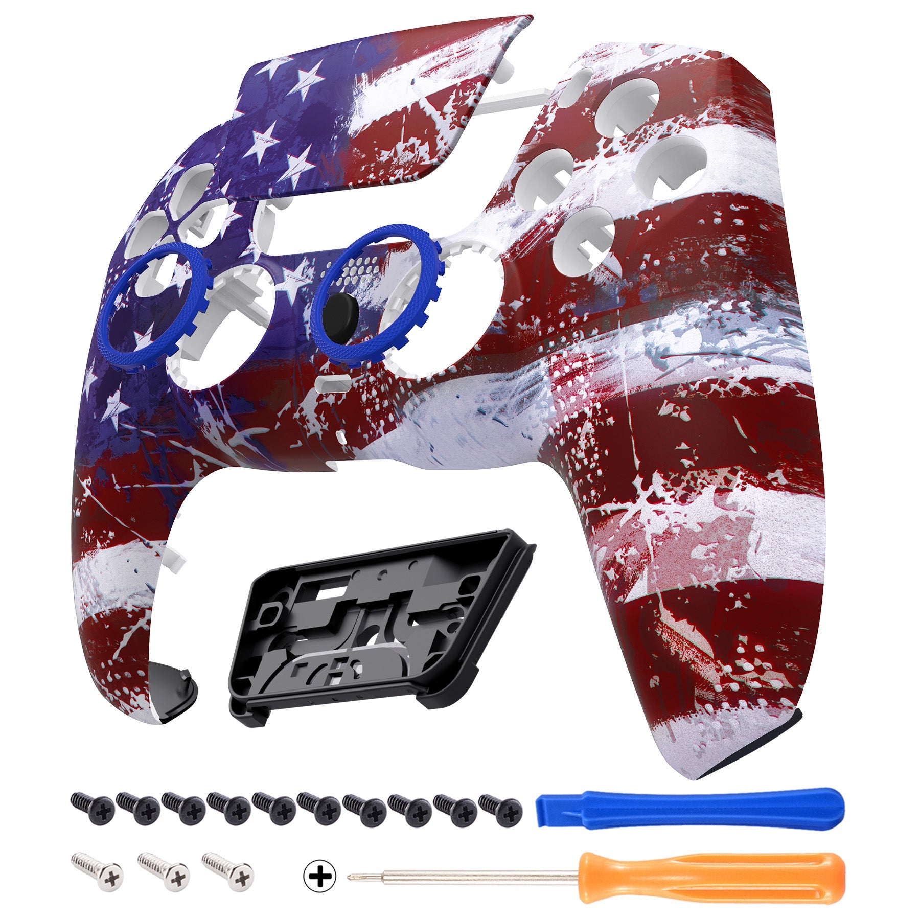 eXtremeRate LUNA Redesigned Replacement Front Shell with Touchpad Compatible with PS5 Controller BDM-010/020/030/040/050 - Impression US Flag eXtremeRate
