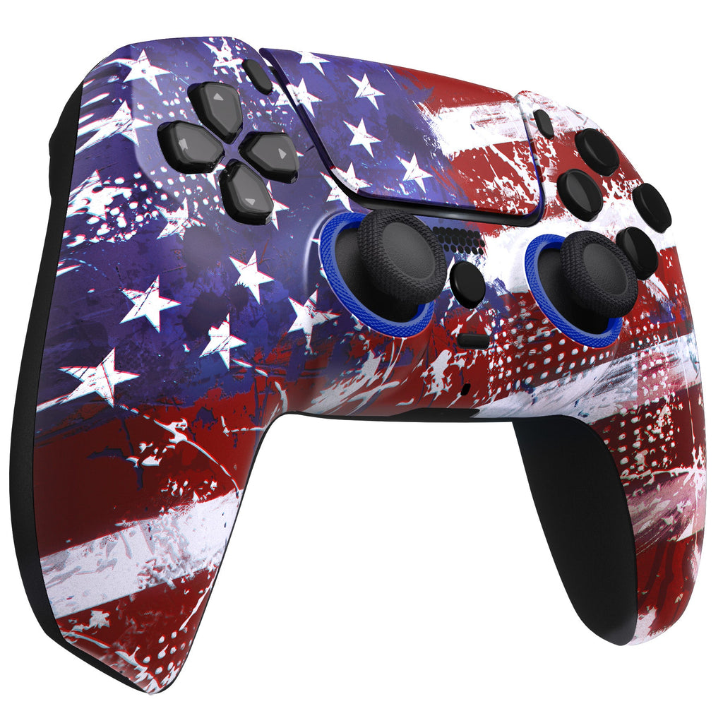 eXtremeRate LUNA Redesigned Replacement Front Shell with Touchpad Compatible with PS5 Controller BDM-010/020/030/040/050 - Impression US Flag eXtremeRate