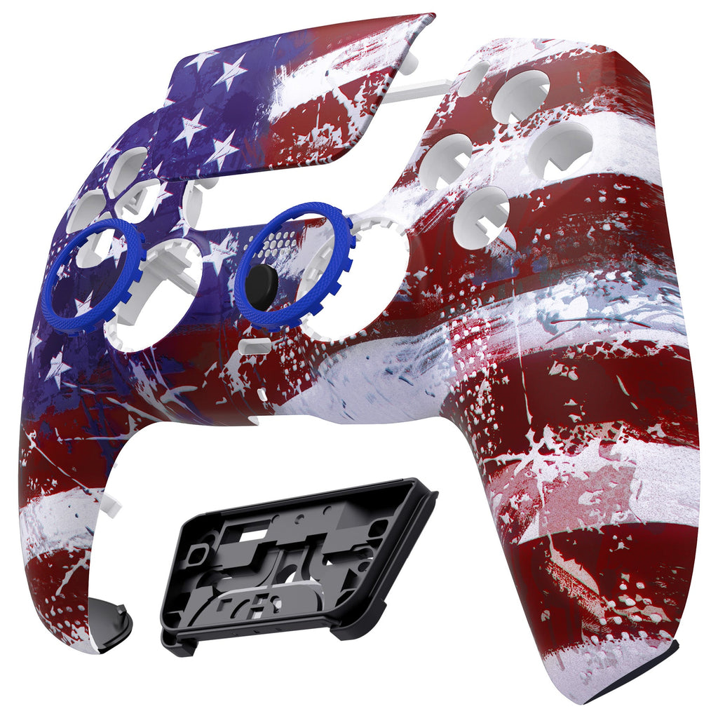 eXtremeRate LUNA Redesigned Replacement Front Shell with Touchpad Compatible with PS5 Controller BDM-010/020/030/040/050 - Impression US Flag eXtremeRate