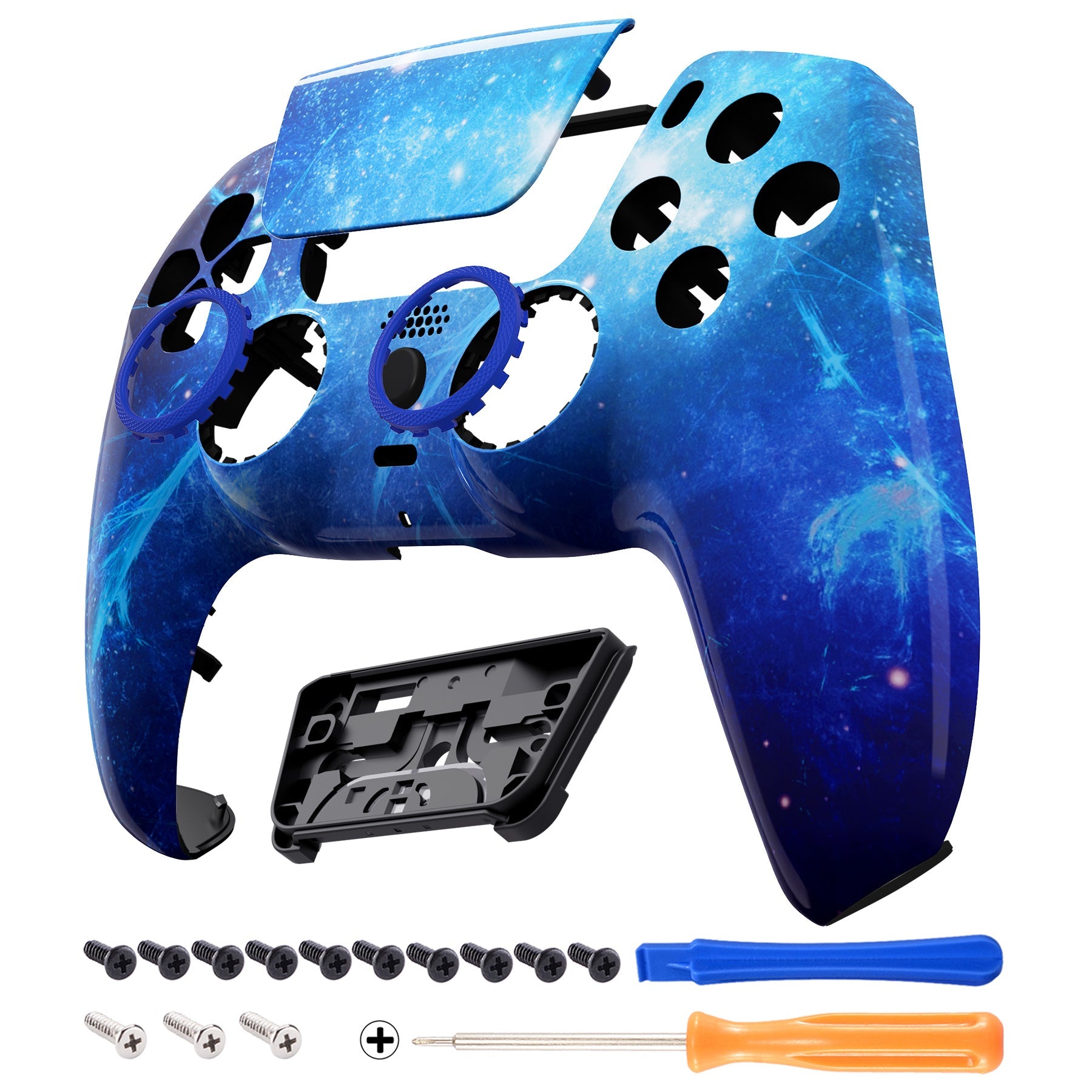 eXtremeRate LUNA Redesigned Replacement Front Shell with Touchpad Compatible with PS5 Controller BDM-010/020/030/040/050 - Blue Nebula eXtremeRate
