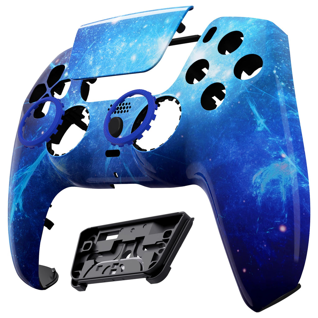eXtremeRate LUNA Redesigned Replacement Front Shell with Touchpad Compatible with PS5 Controller BDM-010/020/030/040/050 - Blue Nebula eXtremeRate