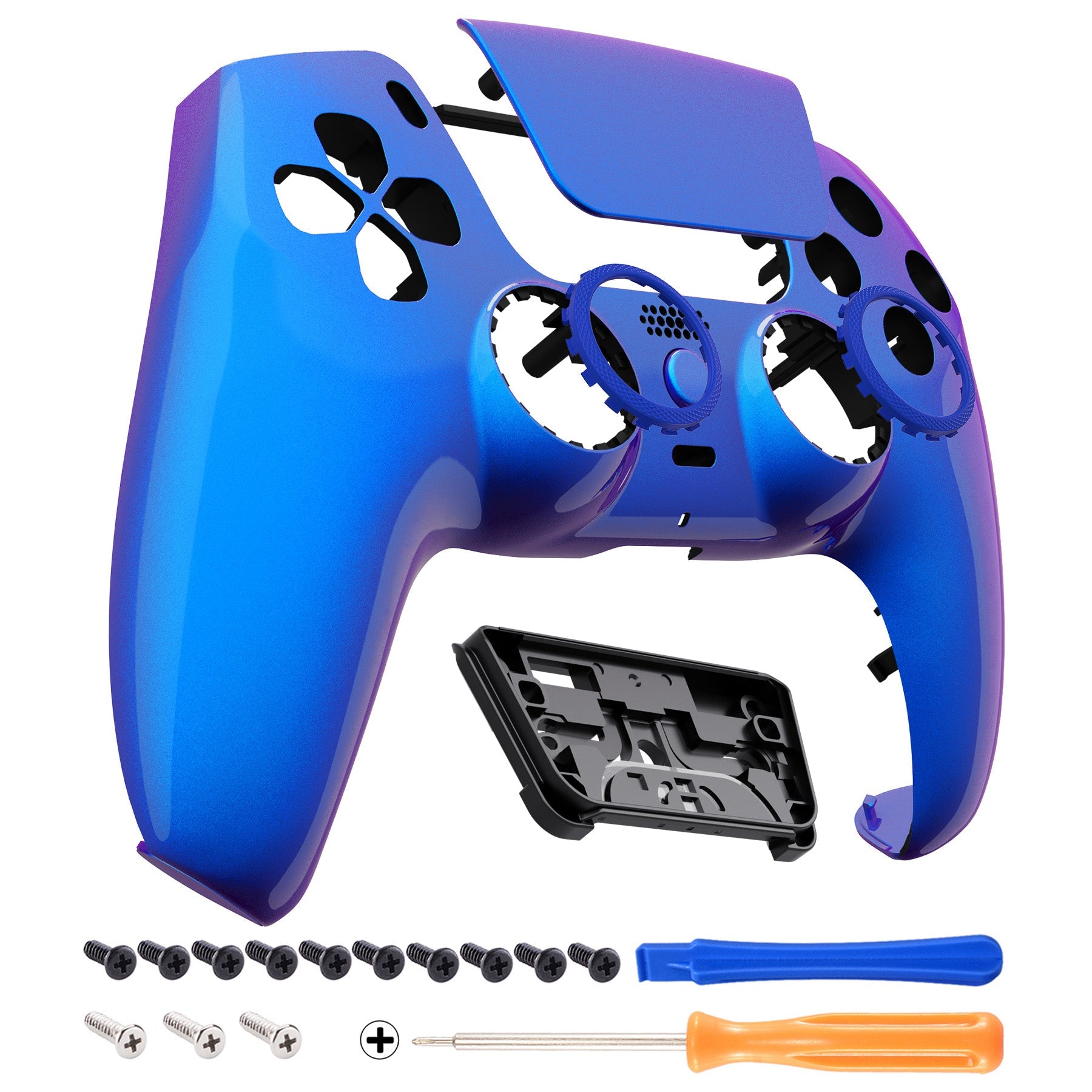 eXtremeRate LUNA Redesigned Replacement Front Shell with Touchpad Compatible with PS5 Controller BDM-010/020/030/040/050 - Chameleon Purple Blue eXtremeRate