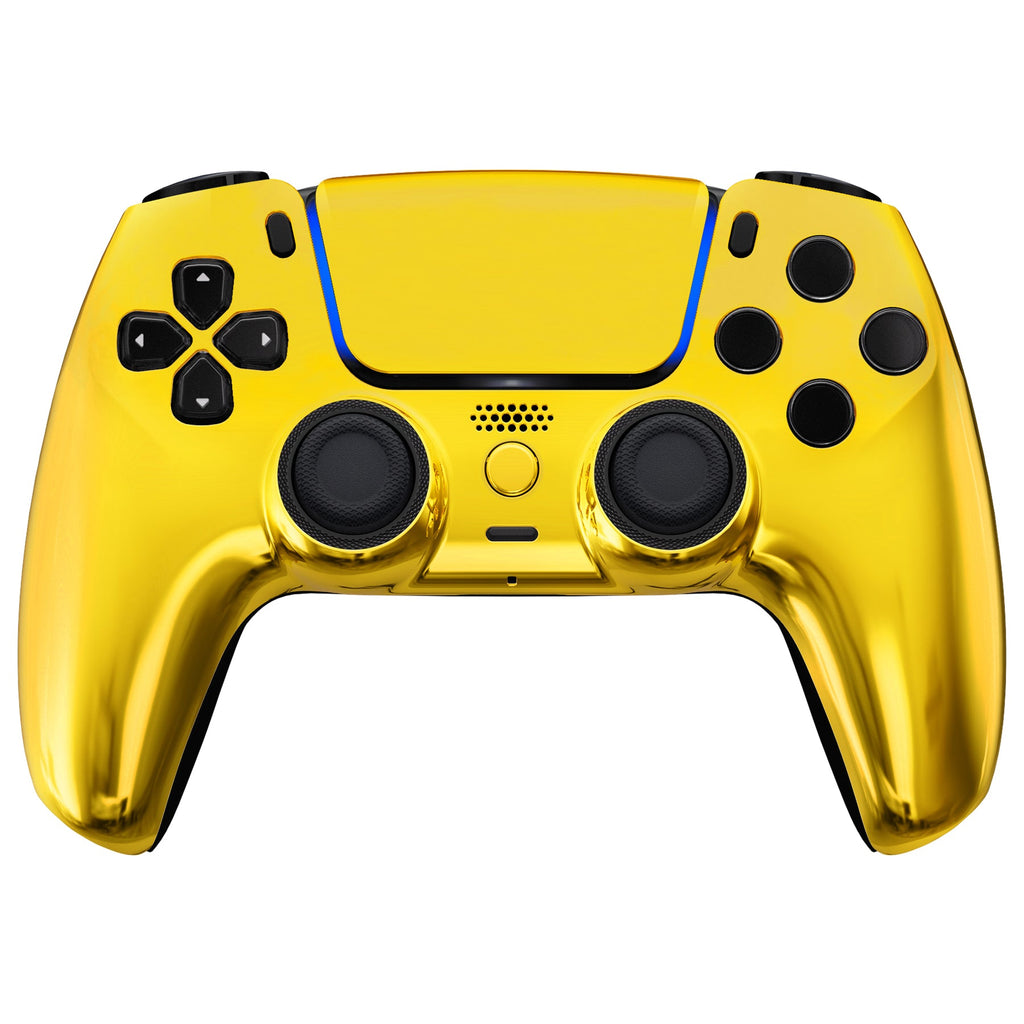 eXtremeRate LUNA Redesigned Replacement Front Shell with Touchpad Compatible with PS5 Controller BDM-010/020/030/040/050/060 - Chrome Gold eXtremeRate