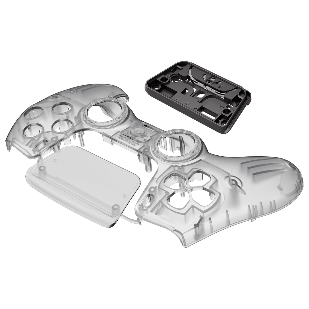 eXtremeRate LUNA Redesigned Replacement Front Shell with Touchpad Compatible with PS5 Controller BDM-010/020/030/040/050- Clear Black eXtremeRate