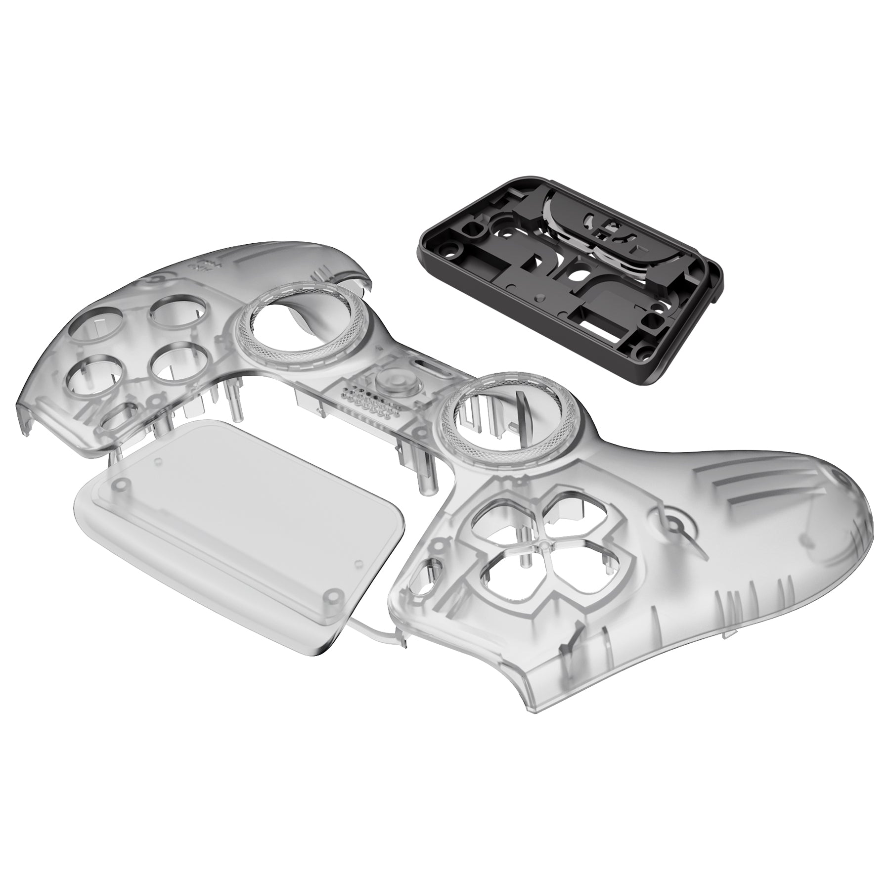 eXtremeRate LUNA Redesigned Replacement Front Shell with Touchpad Compatible with PS5 Controller BDM-010/020/030/040/050- Clear Black eXtremeRate