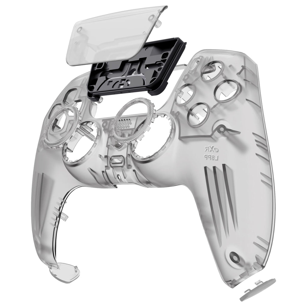eXtremeRate LUNA Redesigned Replacement Front Shell with Touchpad Compatible with PS5 Controller BDM-010/020/030/040/050- Clear Black eXtremeRate