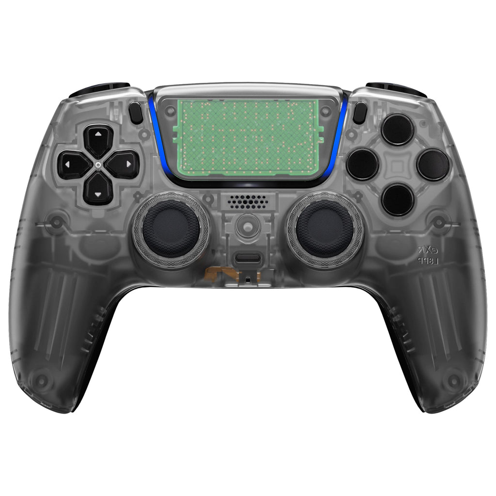 eXtremeRate LUNA Redesigned Replacement Front Shell with Touchpad Compatible with PS5 Controller BDM-010/020/030/040/050- Clear Black eXtremeRate