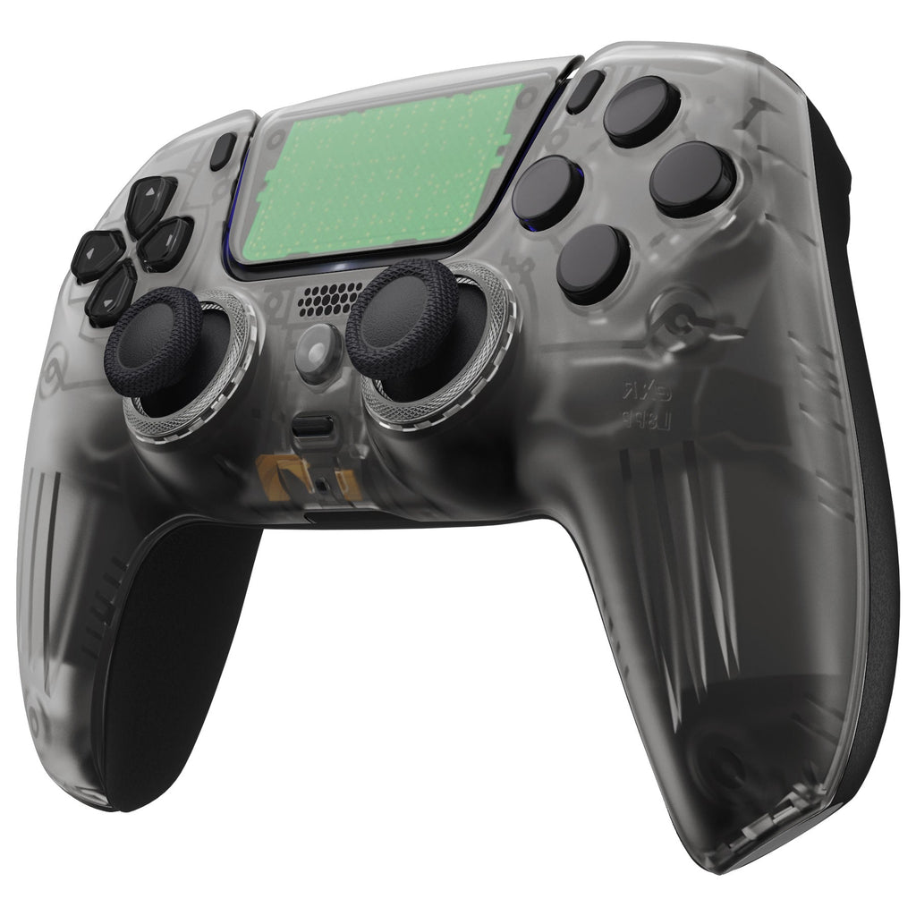 eXtremeRate LUNA Redesigned Replacement Front Shell with Touchpad Compatible with PS5 Controller BDM-010/020/030/040/050- Clear Black eXtremeRate