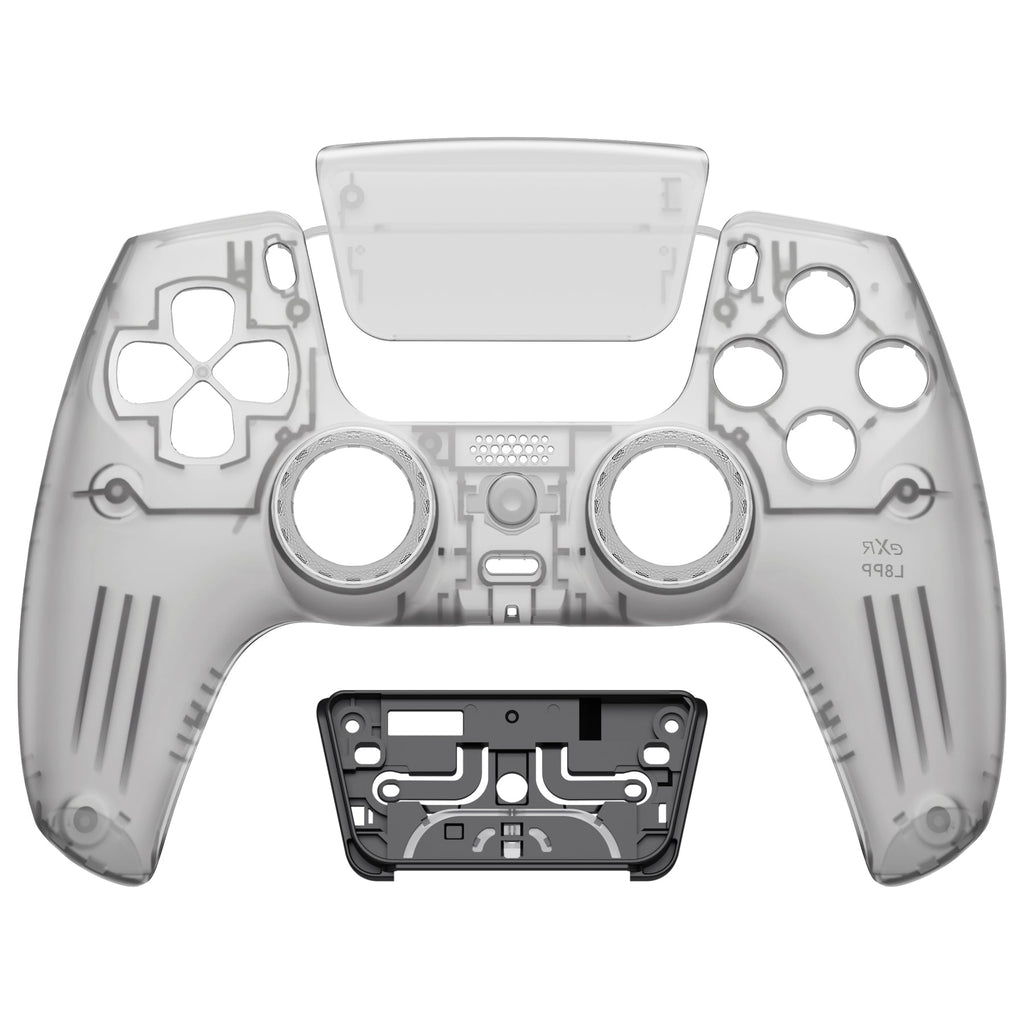 eXtremeRate LUNA Redesigned Replacement Front Shell with Touchpad Compatible with PS5 Controller BDM-010/020/030/040/050- Clear Black eXtremeRate