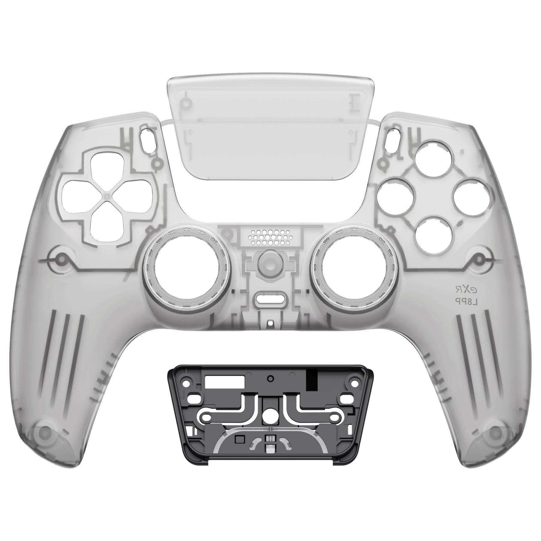 eXtremeRate LUNA Redesigned Replacement Front Shell with Touchpad Compatible with PS5 Controller BDM-010/020/030/040/050- Clear Black eXtremeRate