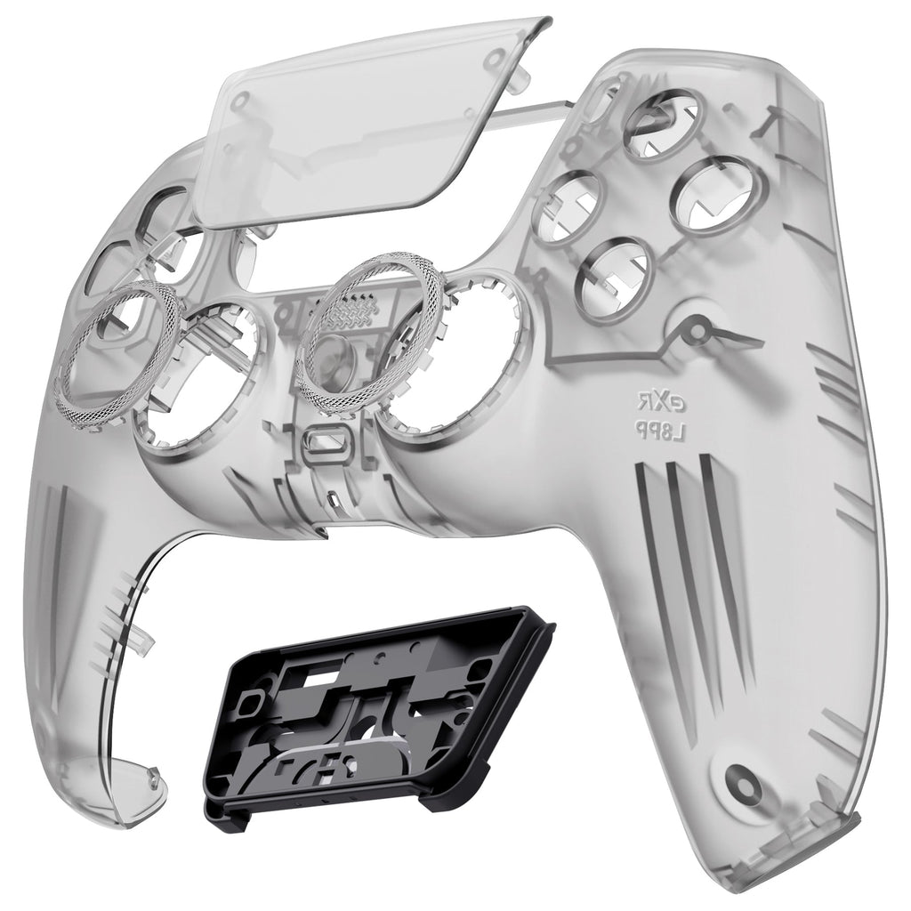 eXtremeRate LUNA Redesigned Replacement Front Shell with Touchpad Compatible with PS5 Controller BDM-010/020/030/040/050- Clear Black eXtremeRate