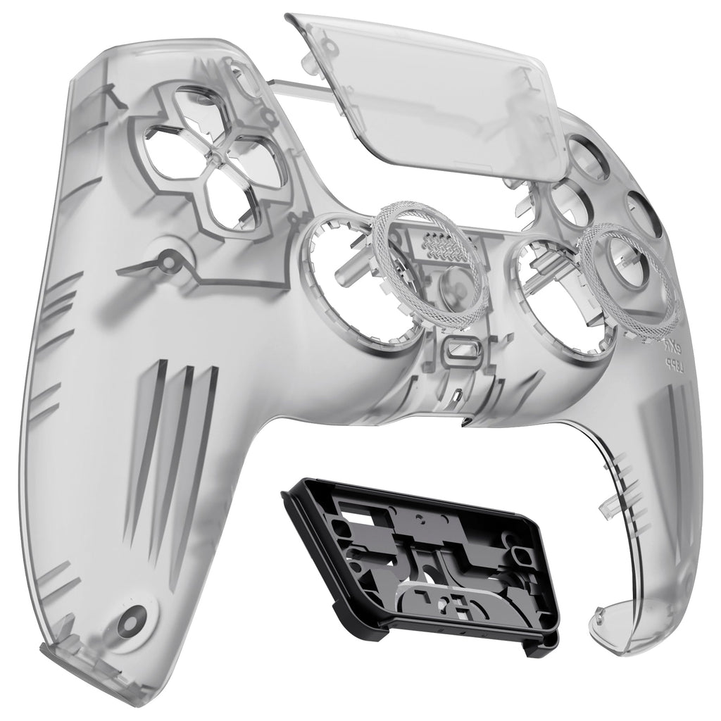eXtremeRate LUNA Redesigned Replacement Front Shell with Touchpad Compatible with PS5 Controller BDM-010/020/030/040/050- Clear Black eXtremeRate