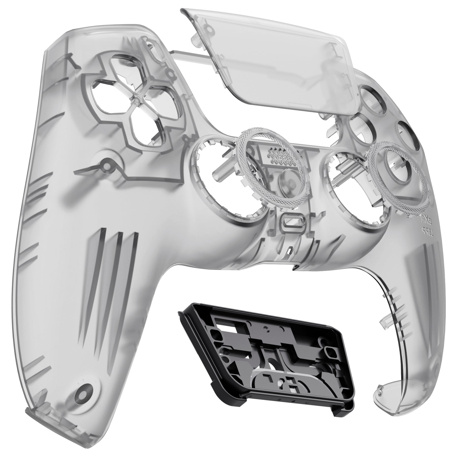eXtremeRate LUNA Redesigned Replacement Front Shell with Touchpad Compatible with PS5 Controller BDM-010/020/030/040/050- Clear Black eXtremeRate