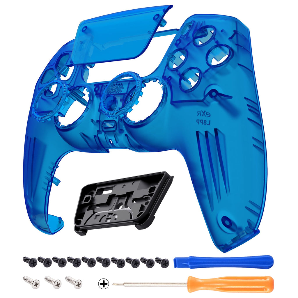 eXtremeRate LUNA Redesigned Replacement Front Shell with Touchpad Compatible with PS5 Controller BDM-010/020/030/040/050- Clear Blue eXtremeRate