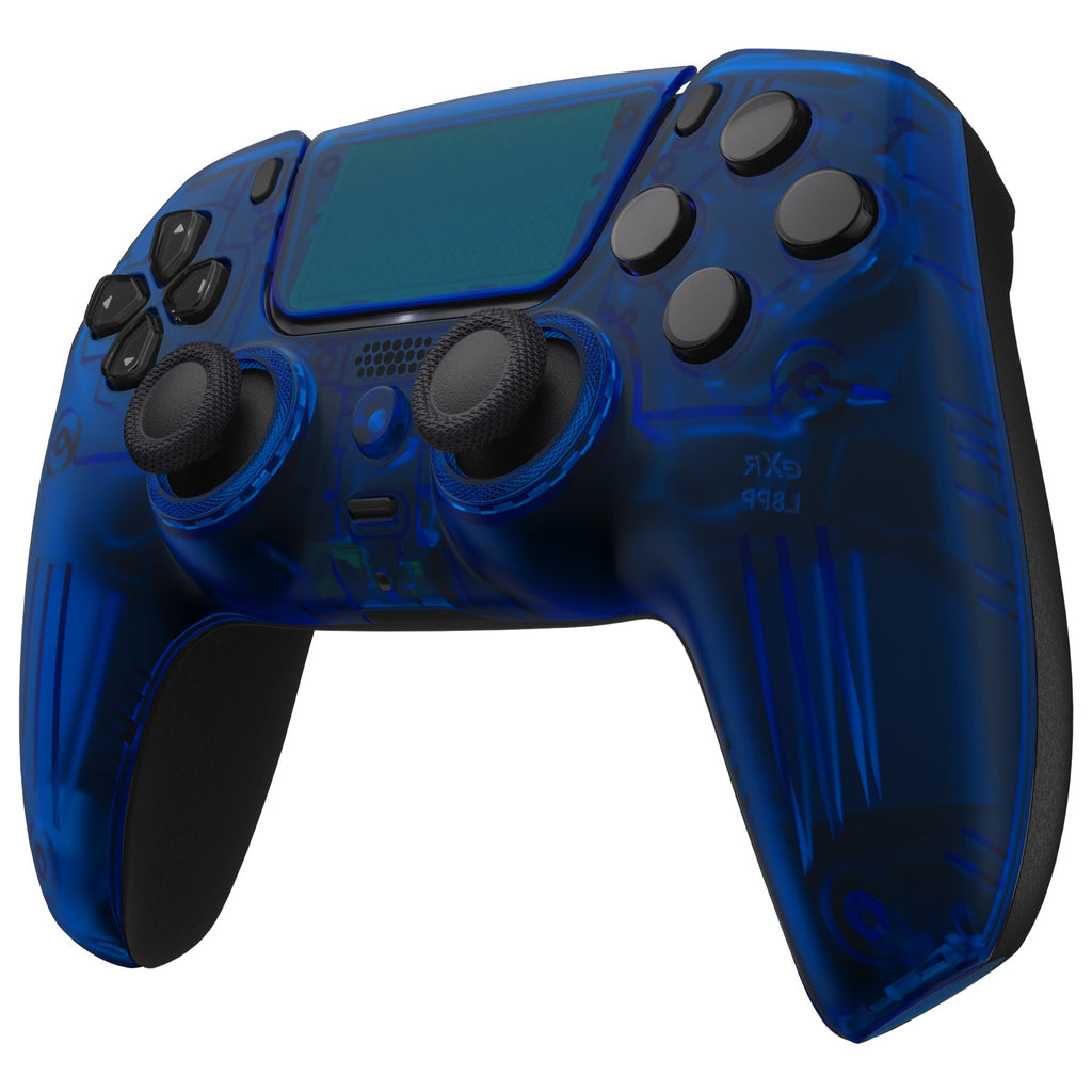 eXtremeRate LUNA Redesigned Replacement Front Shell with Touchpad Compatible with PS5 Controller BDM-010/020/030/040/050- Clear Blue eXtremeRate