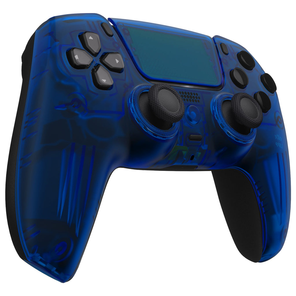 eXtremeRate LUNA Redesigned Replacement Front Shell with Touchpad Compatible with PS5 Controller BDM-010/020/030/040/050- Clear Blue eXtremeRate