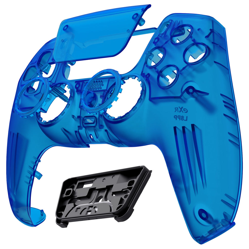 eXtremeRate LUNA Redesigned Replacement Front Shell with Touchpad Compatible with PS5 Controller BDM-010/020/030/040/050- Clear Blue eXtremeRate