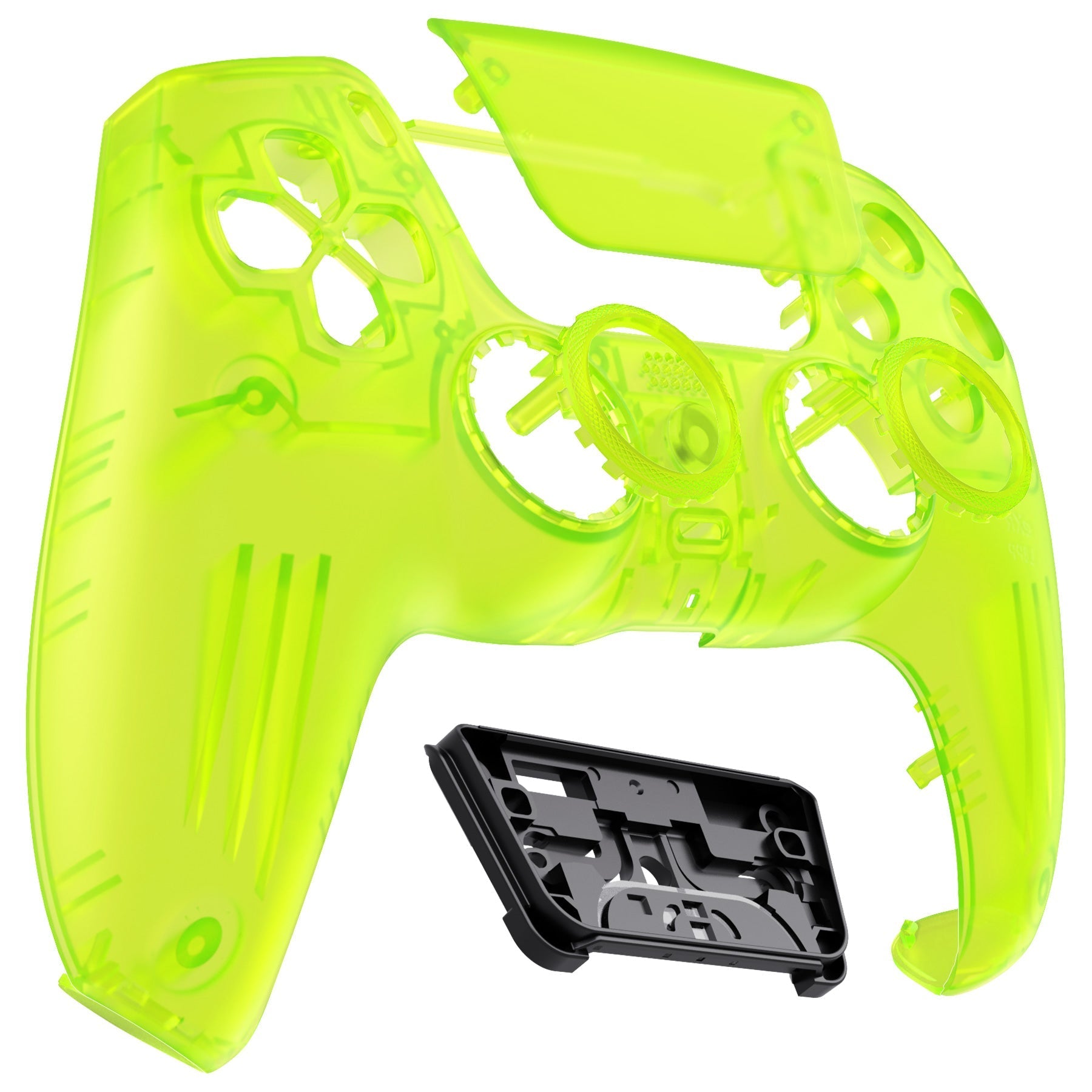 eXtremeRate LUNA Redesigned Replacement Front Shell with Touchpad Compatible with PS5 Controller BDM-010/020/030/040/050 - Clear Lime Green eXtremeRate