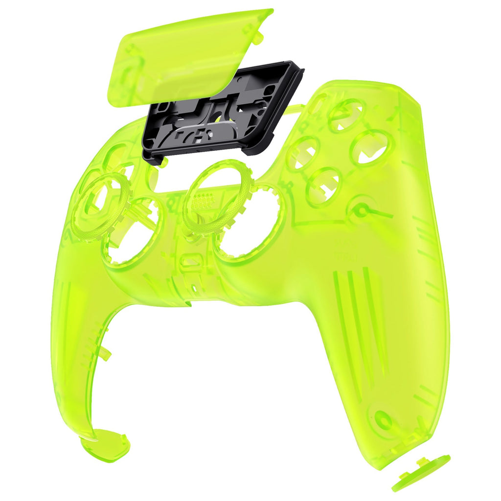 eXtremeRate LUNA Redesigned Replacement Front Shell with Touchpad Compatible with PS5 Controller BDM-010/020/030/040/050 - Clear Lime Green eXtremeRate