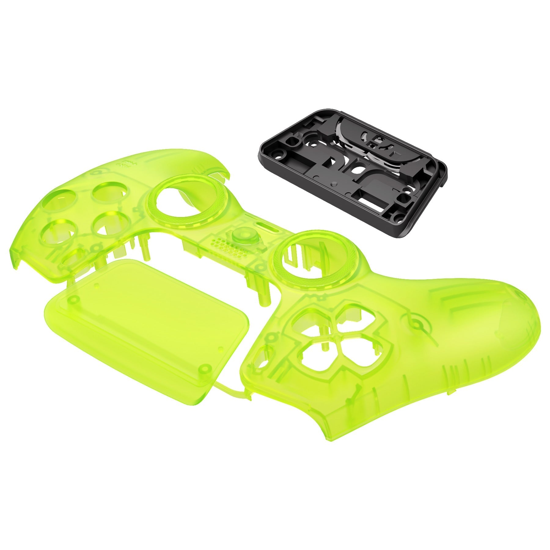eXtremeRate LUNA Redesigned Replacement Front Shell with Touchpad Compatible with PS5 Controller BDM-010/020/030/040/050 - Clear Lime Green eXtremeRate