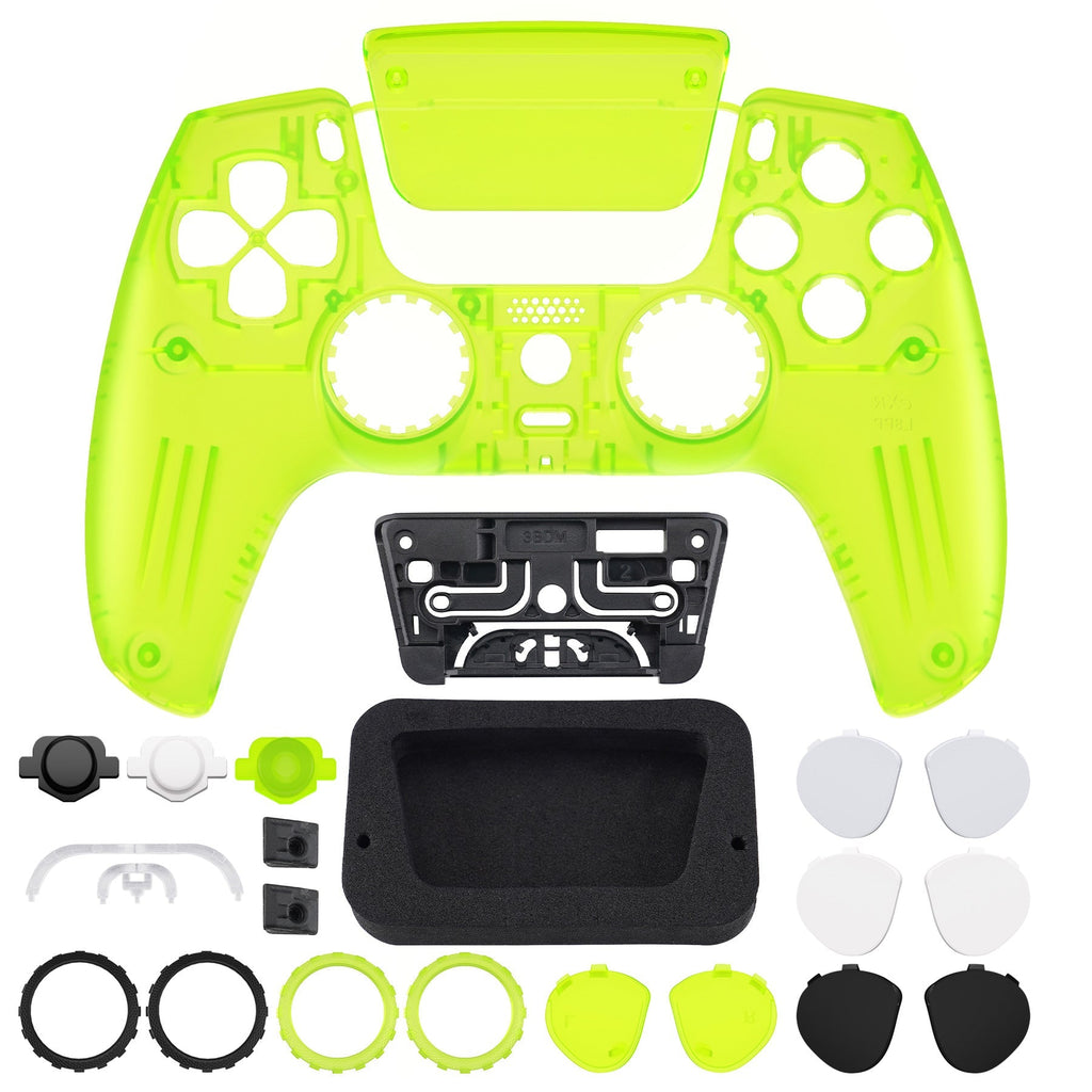 eXtremeRate LUNA Redesigned Replacement Front Shell with Touchpad Compatible with PS5 Controller BDM-010/020/030/040/050 - Clear Lime Green eXtremeRate