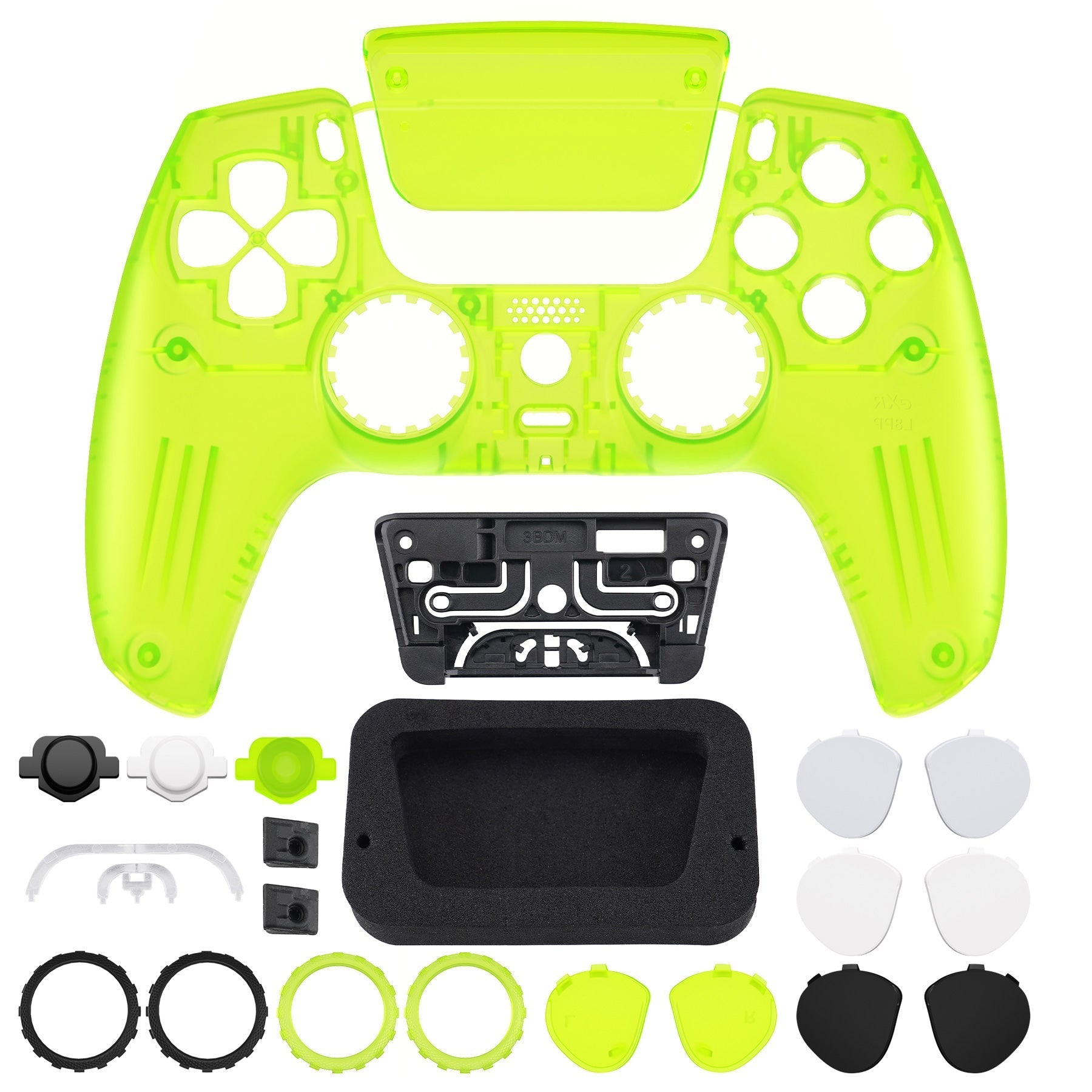 eXtremeRate LUNA Redesigned Replacement Front Shell with Touchpad Compatible with PS5 Controller BDM-010/020/030/040/050 - Clear Lime Green eXtremeRate