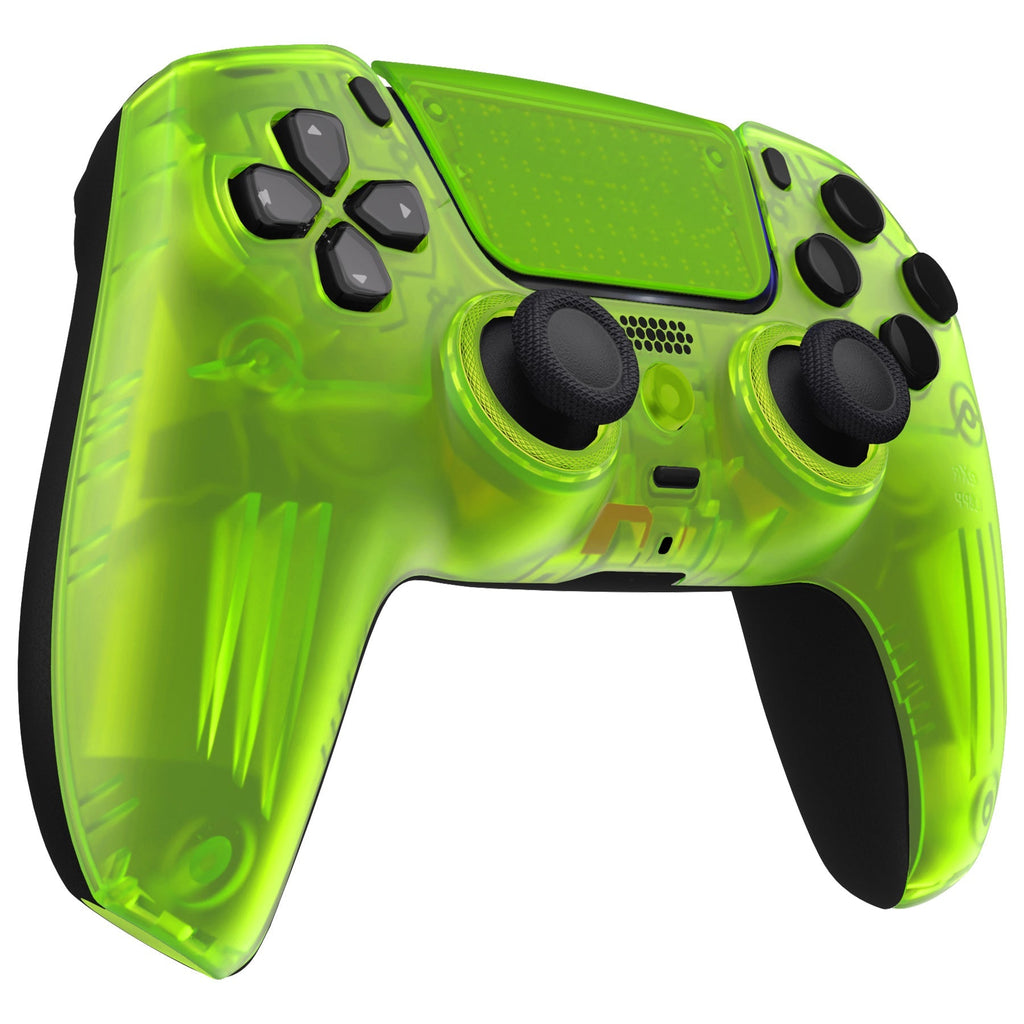 eXtremeRate LUNA Redesigned Replacement Front Shell with Touchpad Compatible with PS5 Controller BDM-010/020/030/040/050 - Clear Lime Green eXtremeRate