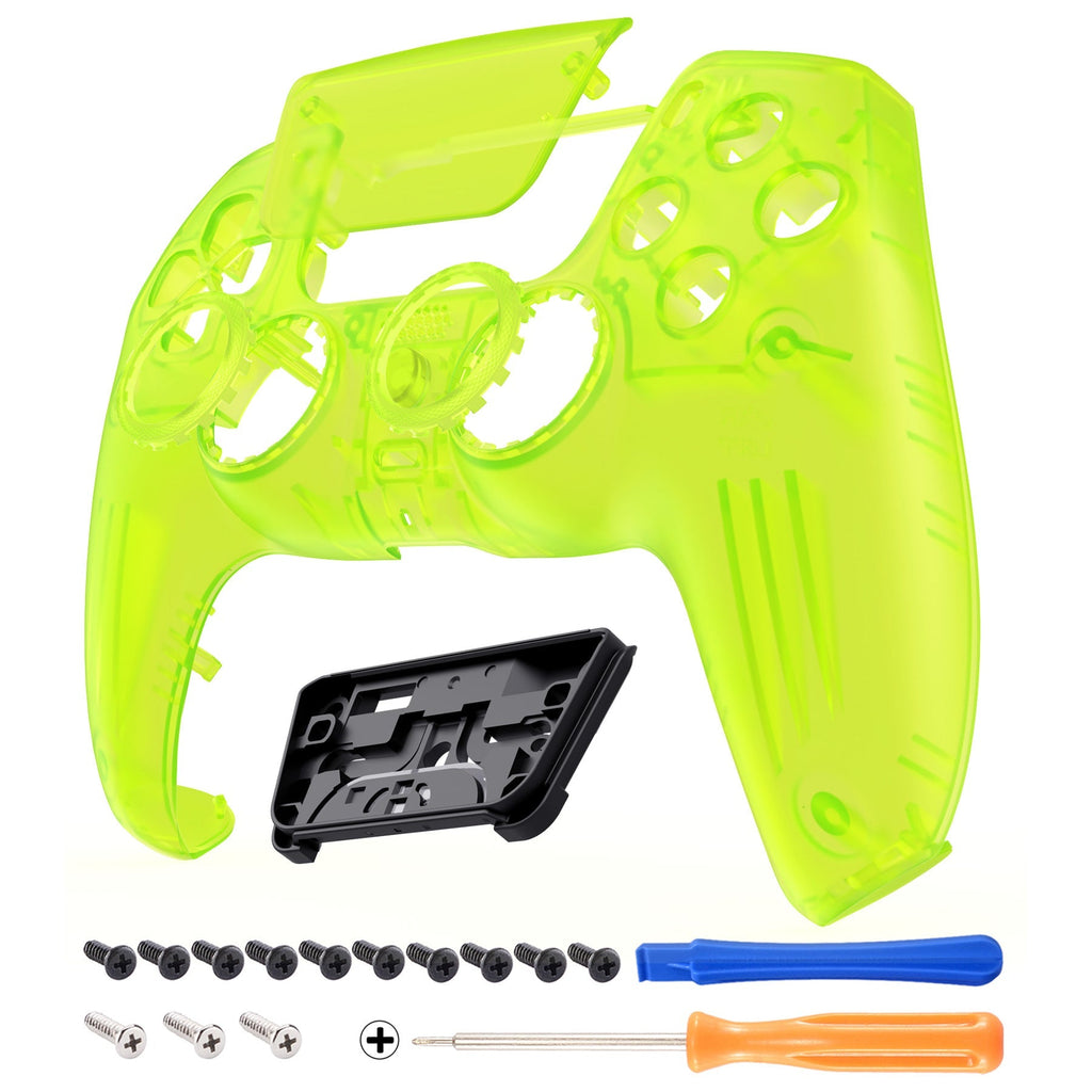 eXtremeRate LUNA Redesigned Replacement Front Shell with Touchpad Compatible with PS5 Controller BDM-010/020/030/040/050 - Clear Lime Green eXtremeRate