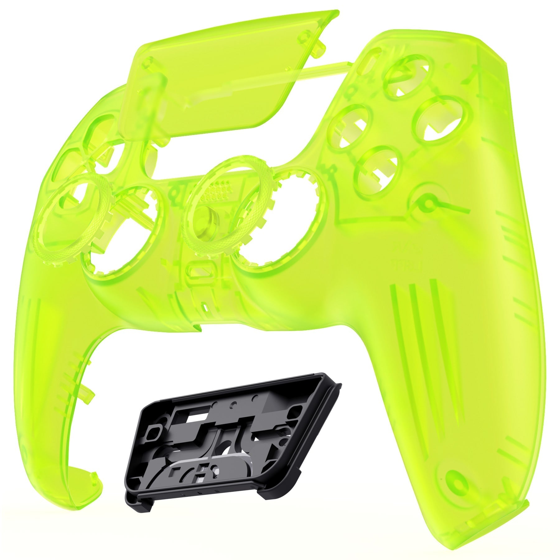 eXtremeRate LUNA Redesigned Replacement Front Shell with Touchpad Compatible with PS5 Controller BDM-010/020/030/040/050 - Clear Lime Green eXtremeRate