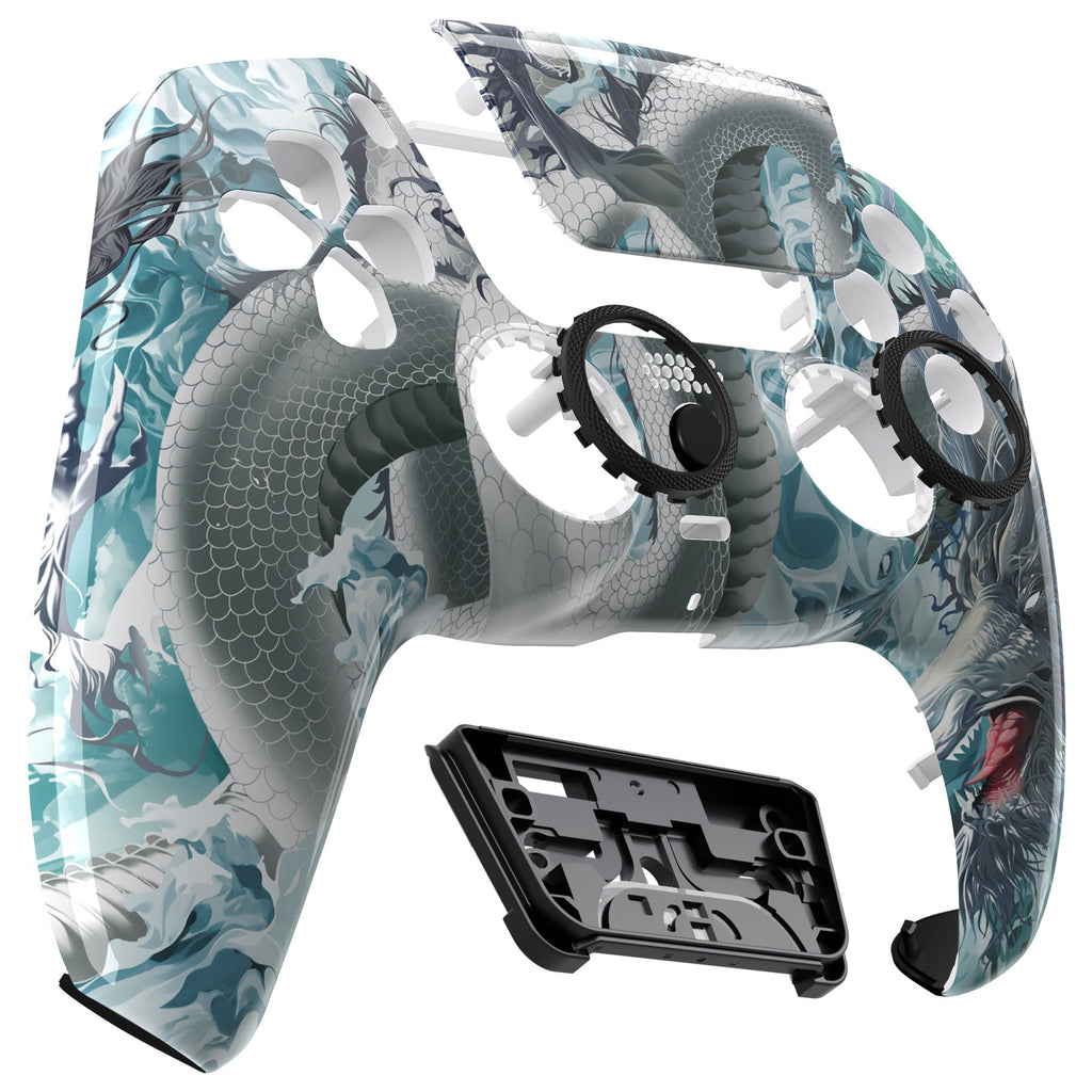 eXtremeRate LUNA Redesigned Replacement Front Shell with Touchpad Compatible with PS5 Controller BDM-010/020/030/040/050 - Jade Dragon - Cloud Dominator eXtremeRate
