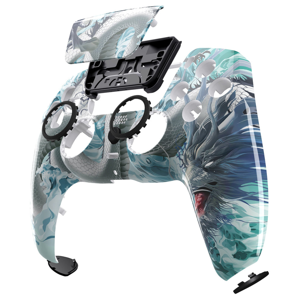 eXtremeRate LUNA Redesigned Replacement Front Shell with Touchpad Compatible with PS5 Controller BDM-010/020/030/040/050 - Jade Dragon - Cloud Dominator eXtremeRate