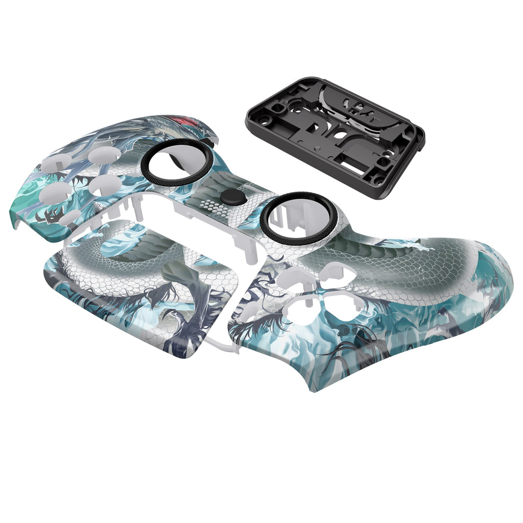 eXtremeRate LUNA Redesigned Replacement Front Shell with Touchpad Compatible with PS5 Controller BDM-010/020/030/040/050 - Jade Dragon - Cloud Dominator eXtremeRate