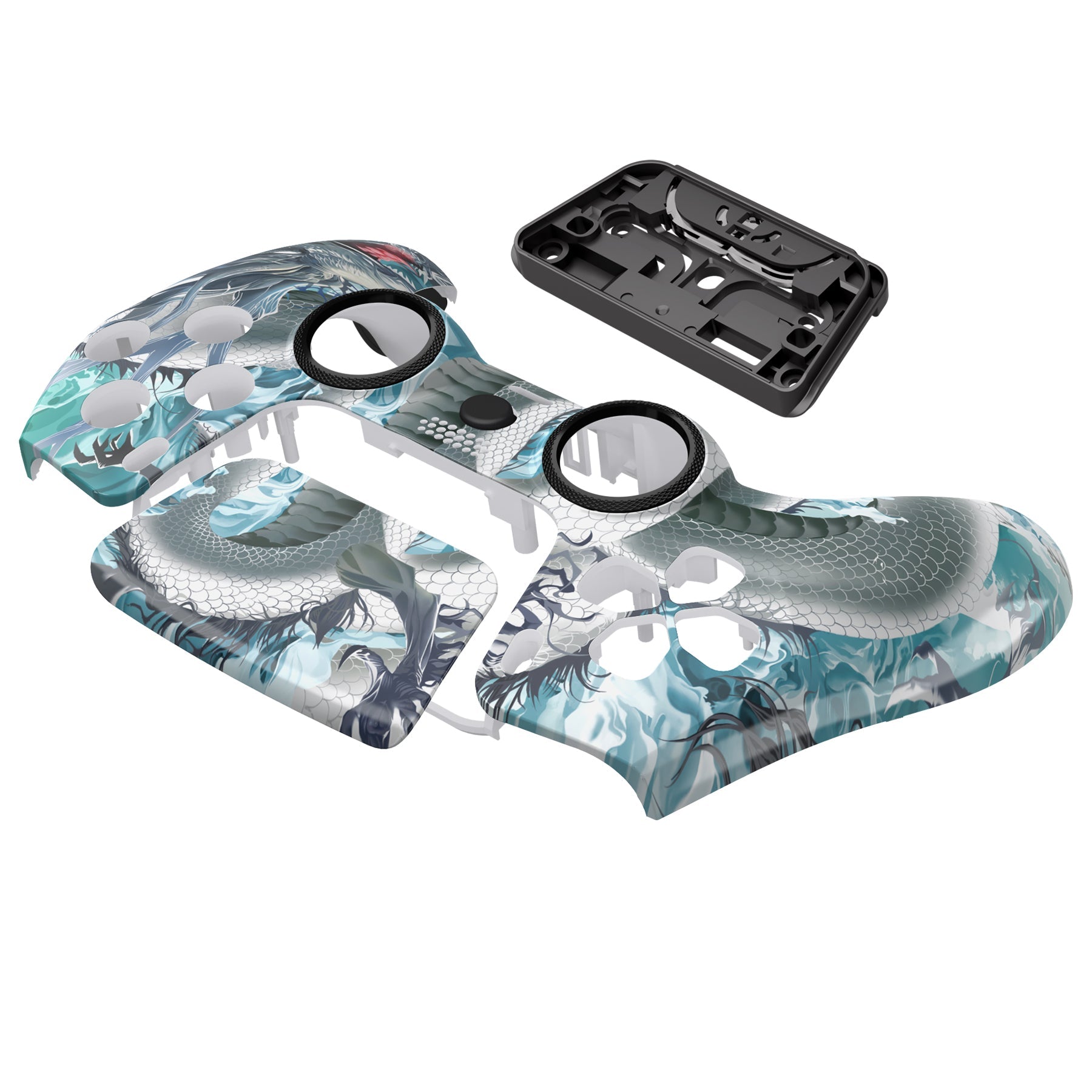eXtremeRate LUNA Redesigned Replacement Front Shell with Touchpad Compatible with PS5 Controller BDM-010/020/030/040/050 - Jade Dragon - Cloud Dominator eXtremeRate