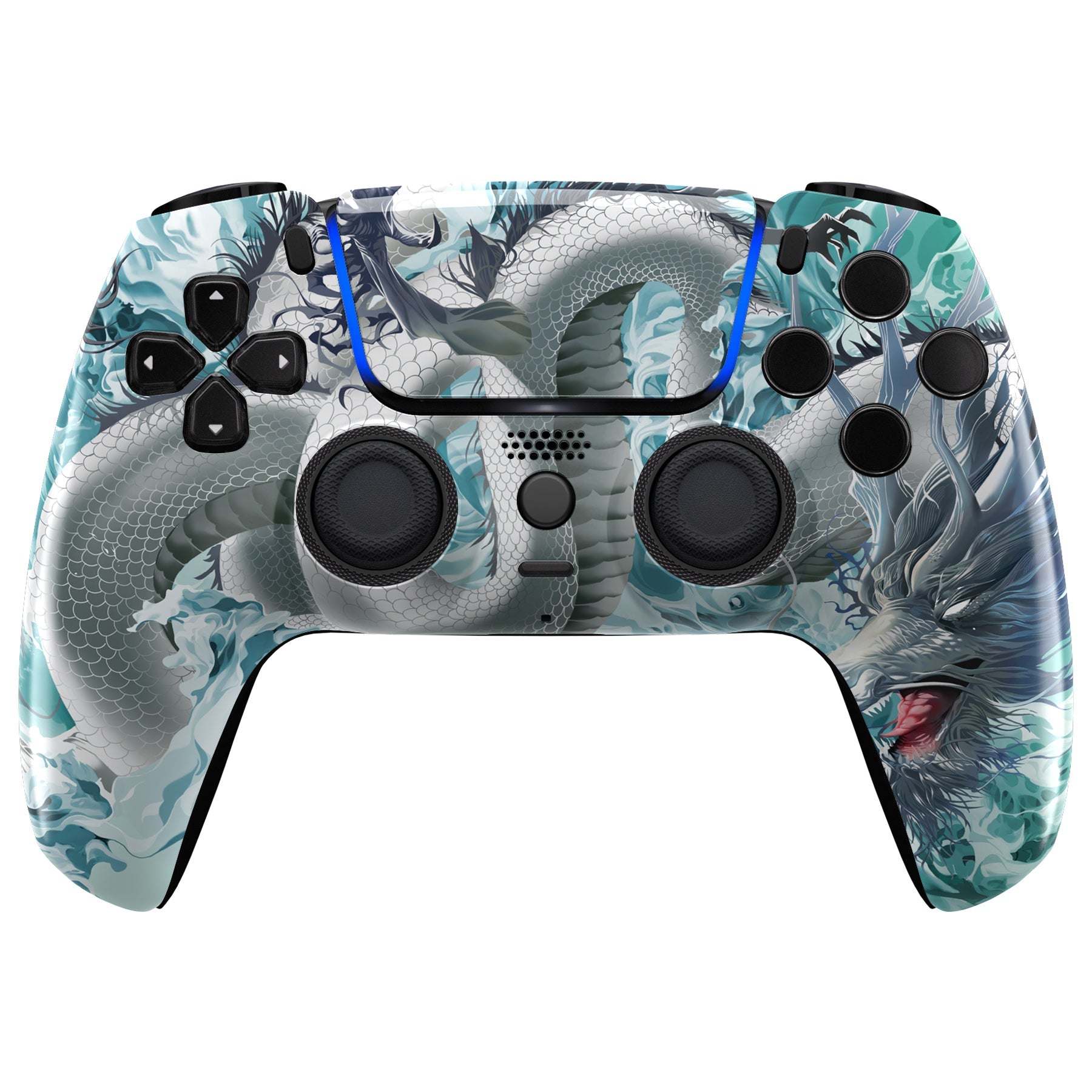 eXtremeRate LUNA Redesigned Replacement Front Shell with Touchpad Compatible with PS5 Controller BDM-010/020/030/040/050 - Jade Dragon - Cloud Dominator eXtremeRate