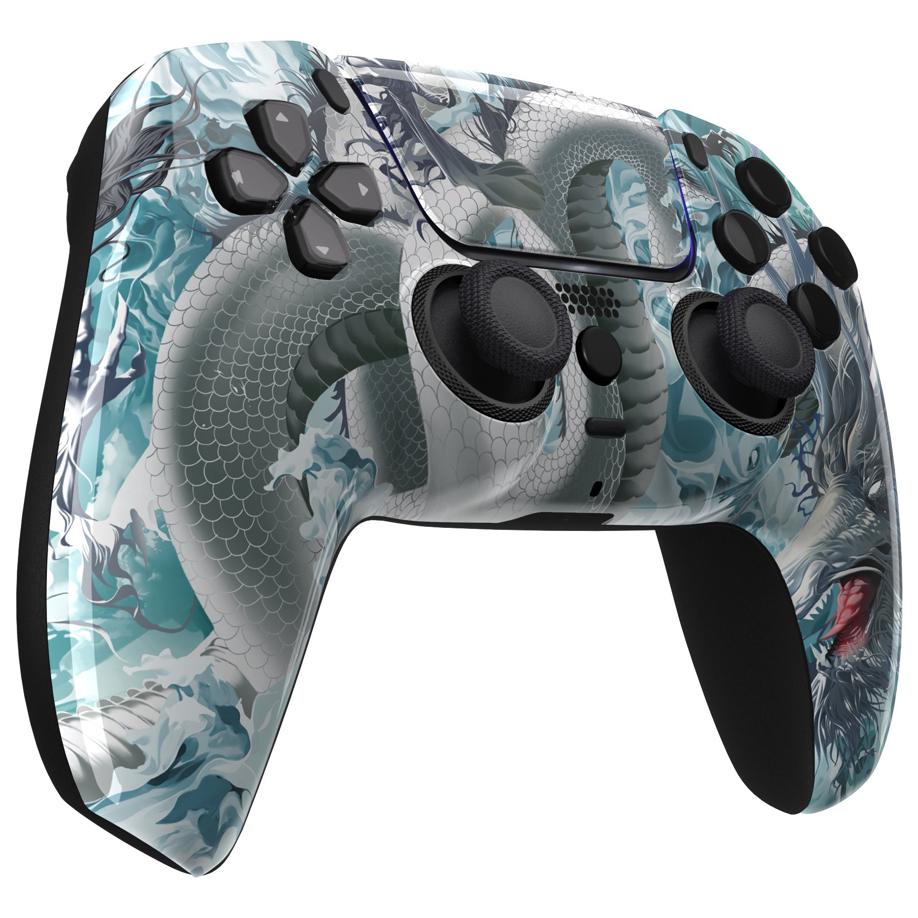 eXtremeRate LUNA Redesigned Replacement Front Shell with Touchpad Compatible with PS5 Controller BDM-010/020/030/040/050 - Jade Dragon - Cloud Dominator eXtremeRate