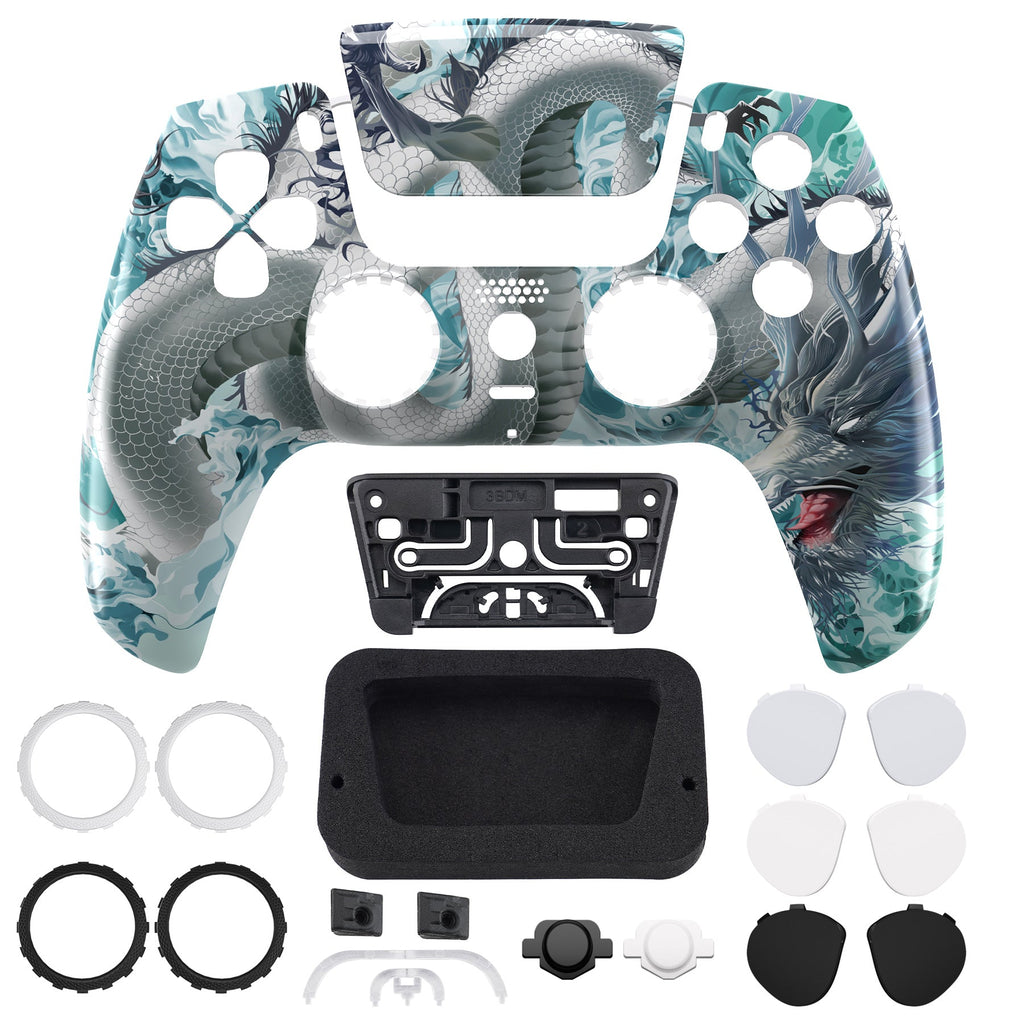 eXtremeRate LUNA Redesigned Replacement Front Shell with Touchpad Compatible with PS5 Controller BDM-010/020/030/040/050 - Jade Dragon - Cloud Dominator eXtremeRate