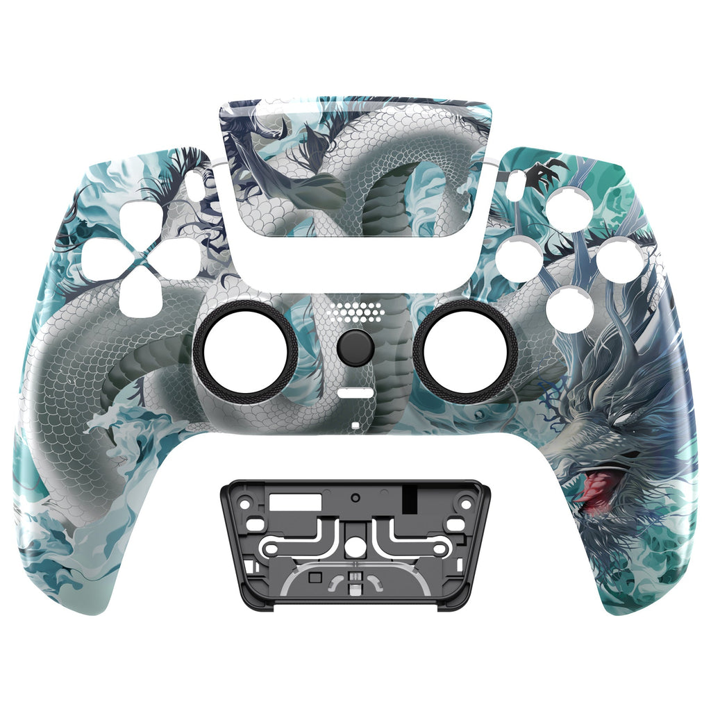 eXtremeRate LUNA Redesigned Replacement Front Shell with Touchpad Compatible with PS5 Controller BDM-010/020/030/040/050 - Jade Dragon - Cloud Dominator eXtremeRate
