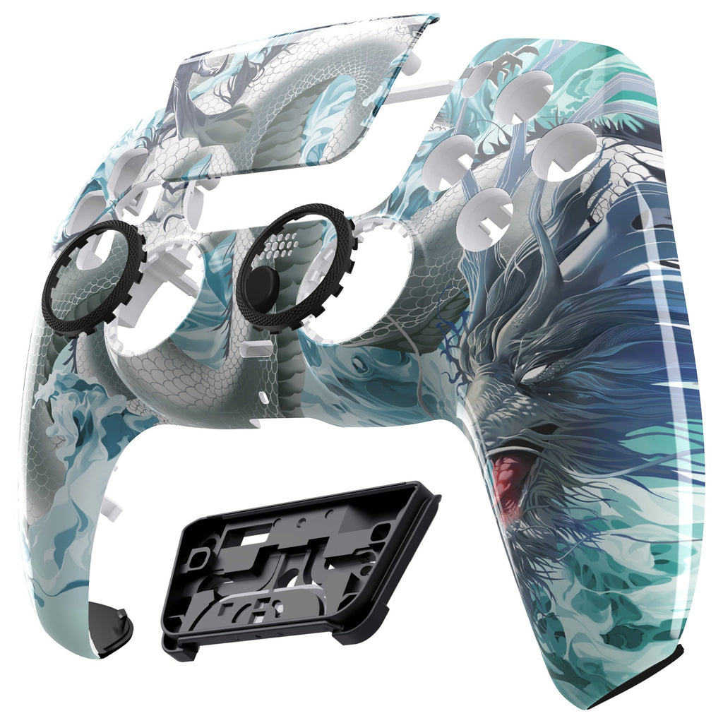 eXtremeRate LUNA Redesigned Replacement Front Shell with Touchpad Compatible with PS5 Controller BDM-010/020/030/040/050 - Jade Dragon - Cloud Dominator eXtremeRate