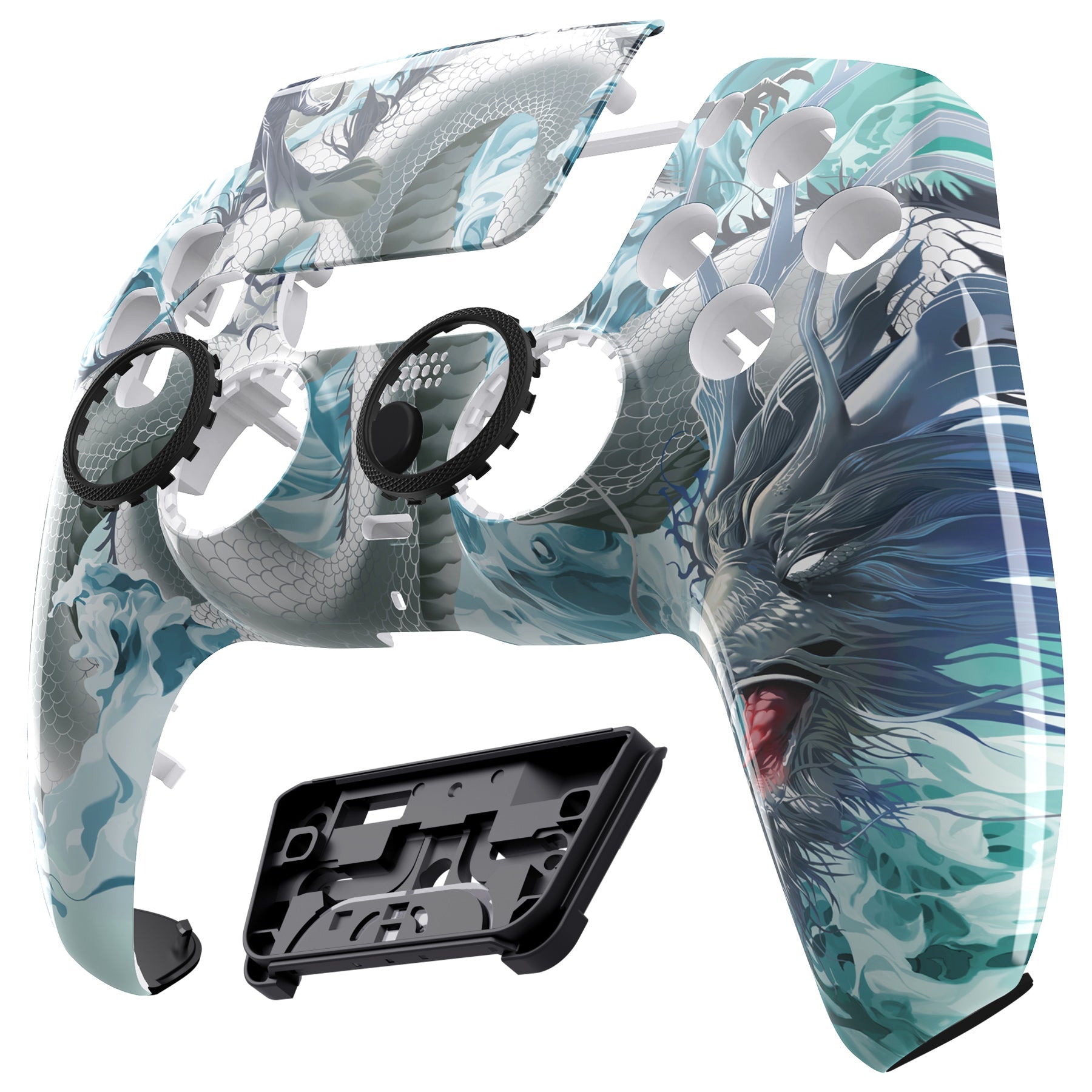 eXtremeRate LUNA Redesigned Replacement Front Shell with Touchpad Compatible with PS5 Controller BDM-010/020/030/040/050 - Jade Dragon - Cloud Dominator eXtremeRate