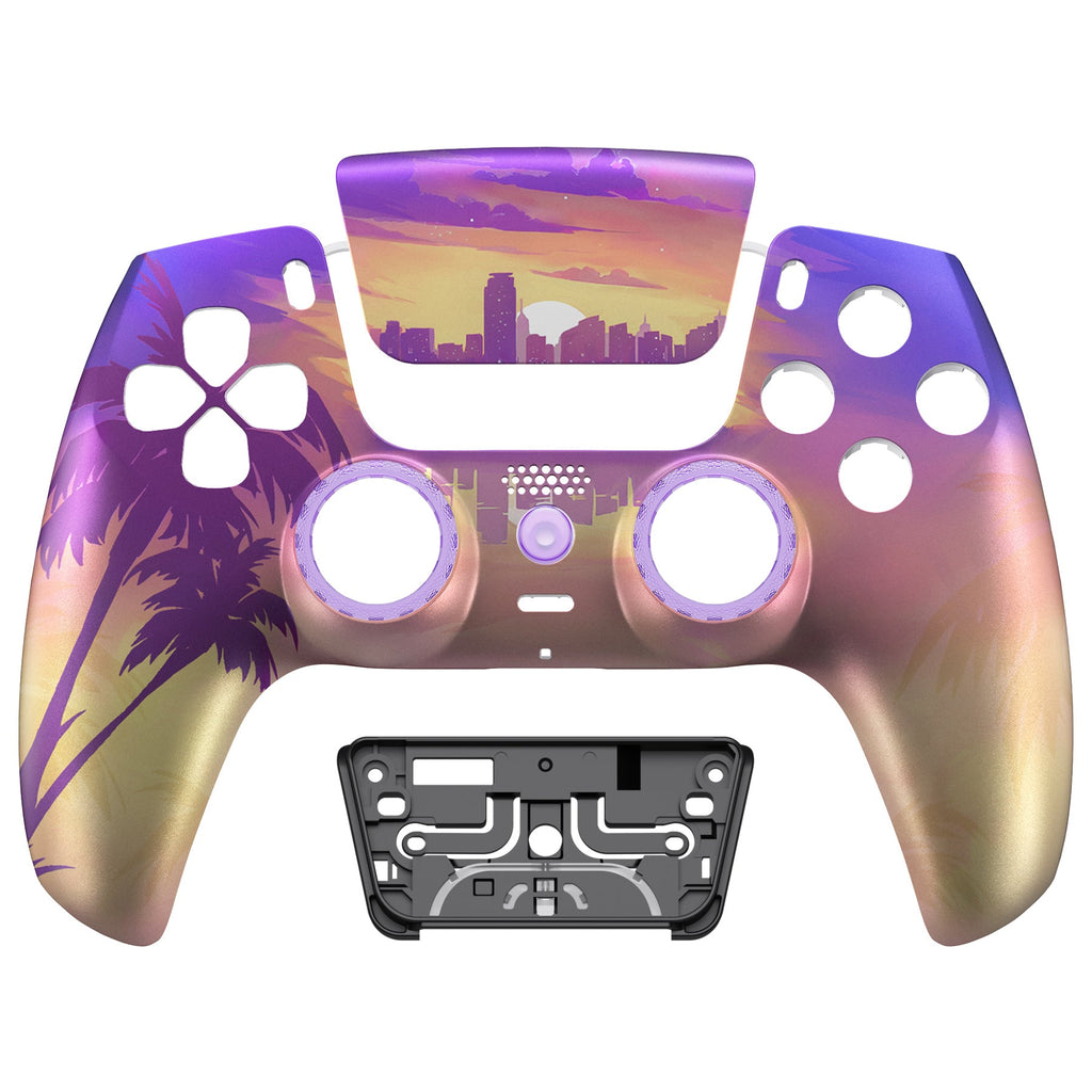 eXtremeRate LUNA Redesigned Replacement Front Shell with Touchpad Compatible with PS5 Controller BDM-010/020/030/040/050/060 - Neon Miami eXtremeRate