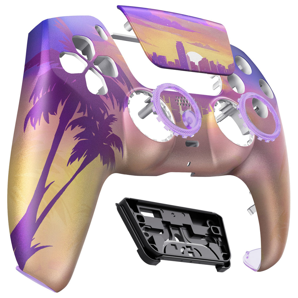 eXtremeRate LUNA Redesigned Replacement Front Shell with Touchpad Compatible with PS5 Controller BDM-010/020/030/040/050/060 - Neon Miami eXtremeRate