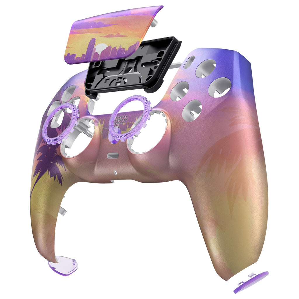 eXtremeRate LUNA Redesigned Replacement Front Shell with Touchpad Compatible with PS5 Controller BDM-010/020/030/040/050/060 - Neon Miami eXtremeRate