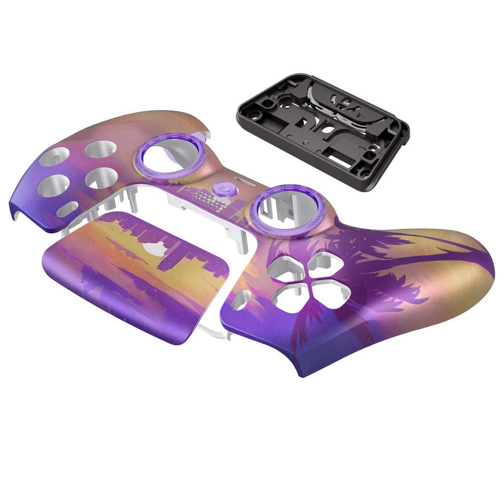 eXtremeRate LUNA Redesigned Replacement Front Shell with Touchpad Compatible with PS5 Controller BDM-010/020/030/040/050/060 - Neon Miami eXtremeRate