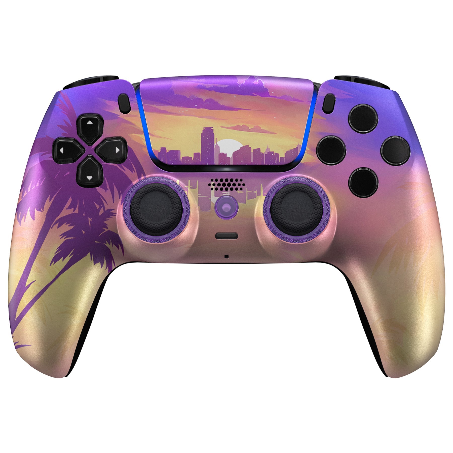 eXtremeRate LUNA Redesigned Replacement Front Shell with Touchpad Compatible with PS5 Controller BDM-010/020/030/040/050/060 - Neon Miami eXtremeRate
