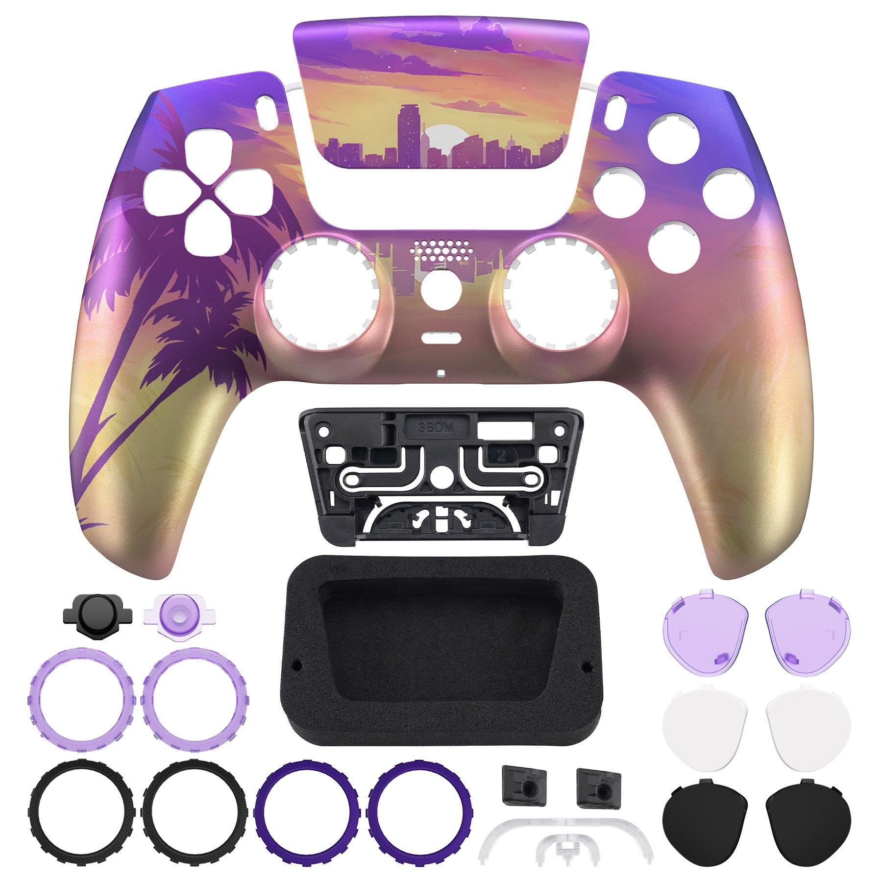 eXtremeRate LUNA Redesigned Replacement Front Shell with Touchpad Compatible with PS5 Controller BDM-010/020/030/040/050/060 - Neon Miami eXtremeRate