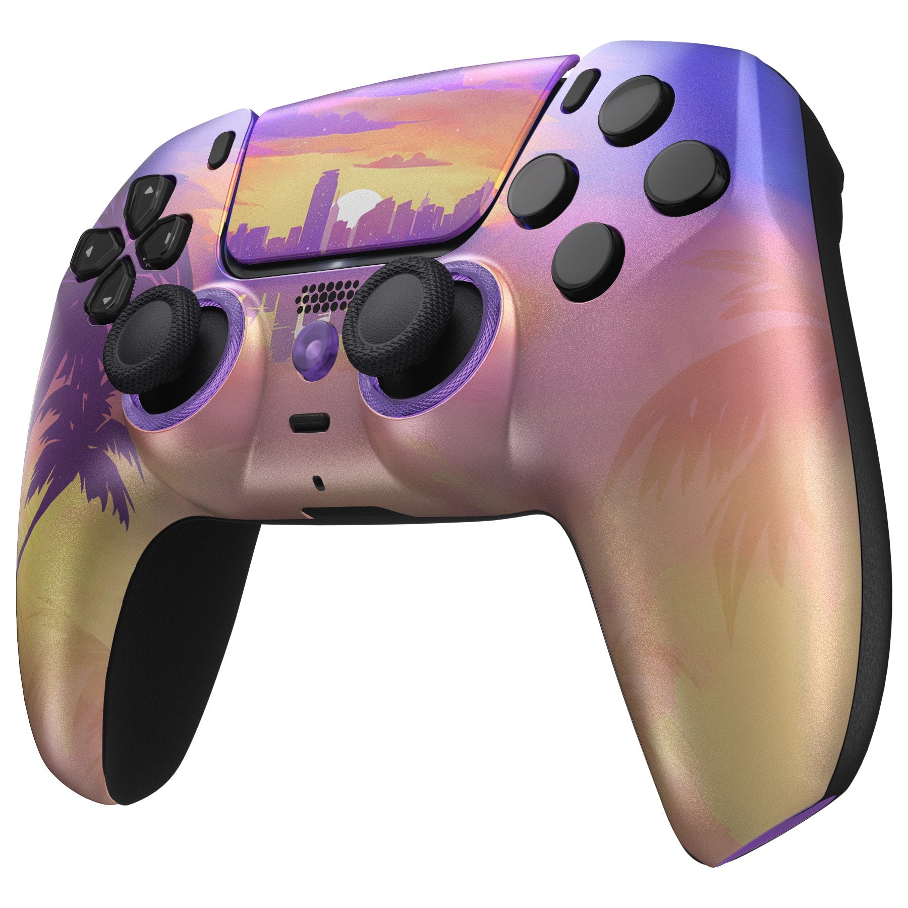eXtremeRate LUNA Redesigned Replacement Front Shell with Touchpad Compatible with PS5 Controller BDM-010/020/030/040/050/060 - Neon Miami eXtremeRate