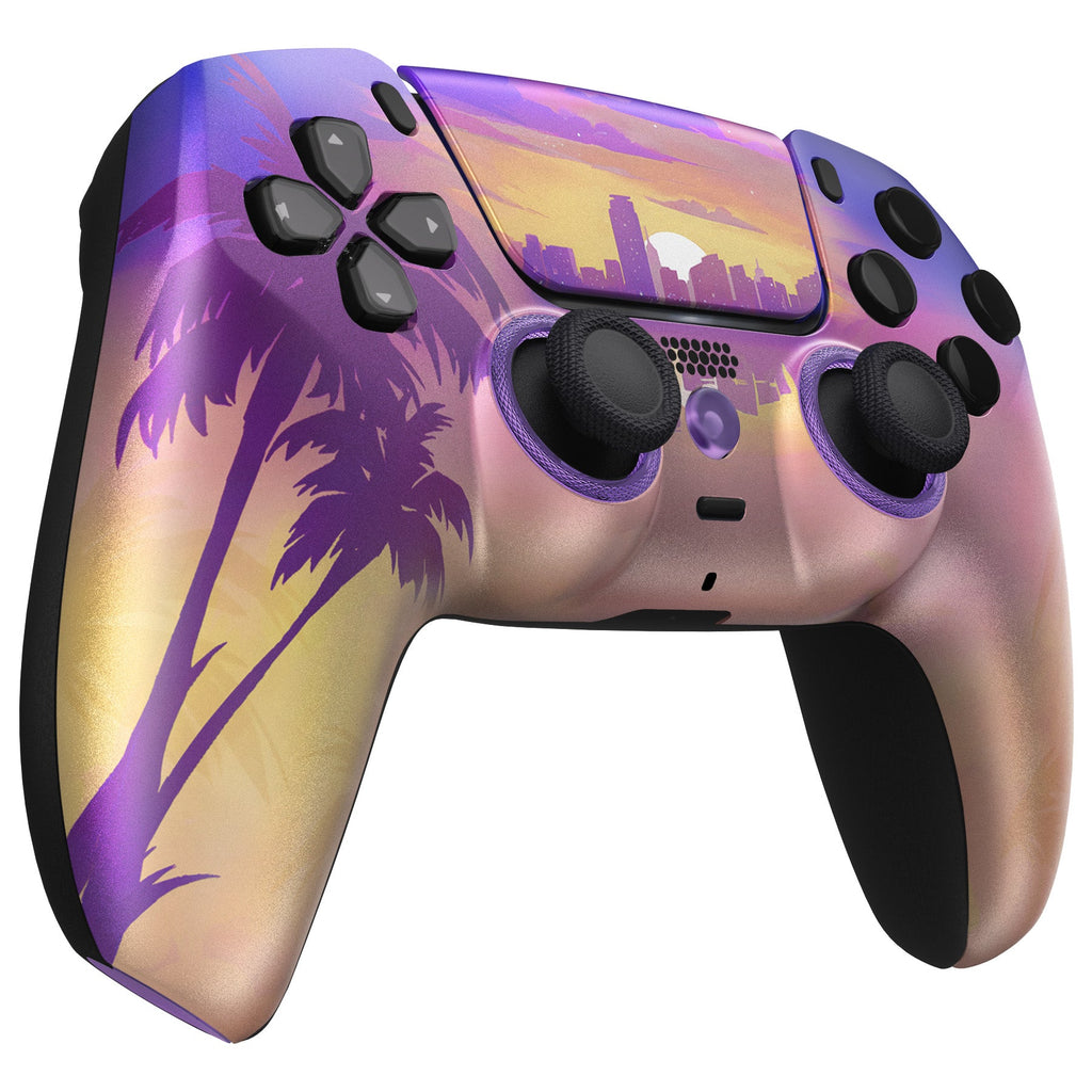 eXtremeRate LUNA Redesigned Replacement Front Shell with Touchpad Compatible with PS5 Controller BDM-010/020/030/040/050/060 - Neon Miami eXtremeRate