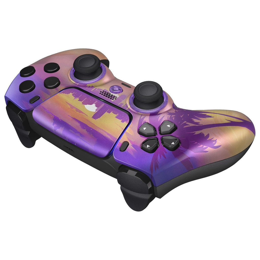 eXtremeRate LUNA Redesigned Replacement Front Shell with Touchpad Compatible with PS5 Controller BDM-010/020/030/040/050/060 - Neon Miami eXtremeRate