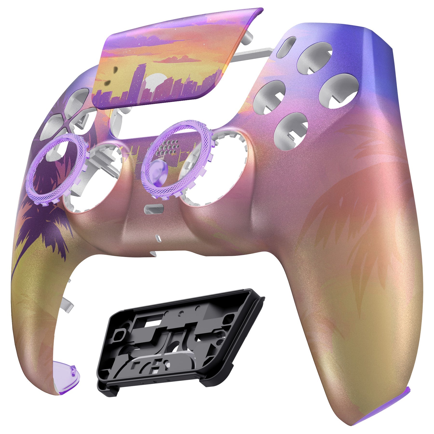 eXtremeRate LUNA Redesigned Replacement Front Shell with Touchpad Compatible with PS5 Controller BDM-010/020/030/040/050/060 - Neon Miami eXtremeRate